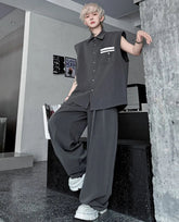 HEYFANCYSTYLE Men's Oversized Pleated Trouser Set - Premium Sleeveless Suit